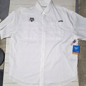 Columbia PFG Omni-Shade 40 UPF Rated Mens White XXL Button Down Short Sleeve.
